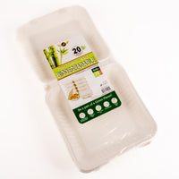 Clamshell Containers Eco-Friendly Biodegradable – 20 Pack (Multiple Sizes Available)