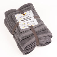 Deluxe Bath Towel Set – 6 Pieces (Soft and Absorbent in Charcoal Gray, Light Gray, or Aqua Blue)