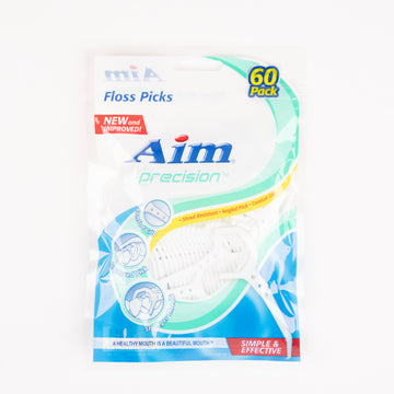 Floss Picks 60 Pack by Aim – Shred Resistant with Angled Design (Perfect for a Healthy Smile)