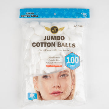 Jumbo Cotton Balls 100 Count, Naturally Absorbent, Chlorine-Free (Soft and Gentle for All Skin Types)