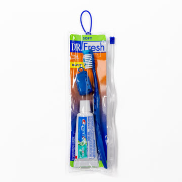 Travel Toothbrush Kit by Dr. Fresh – Includes Toothbrush, Toothpaste, and Protective Cap (TSA-Approved)